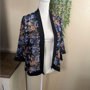 Papaya Black Floral Kimono